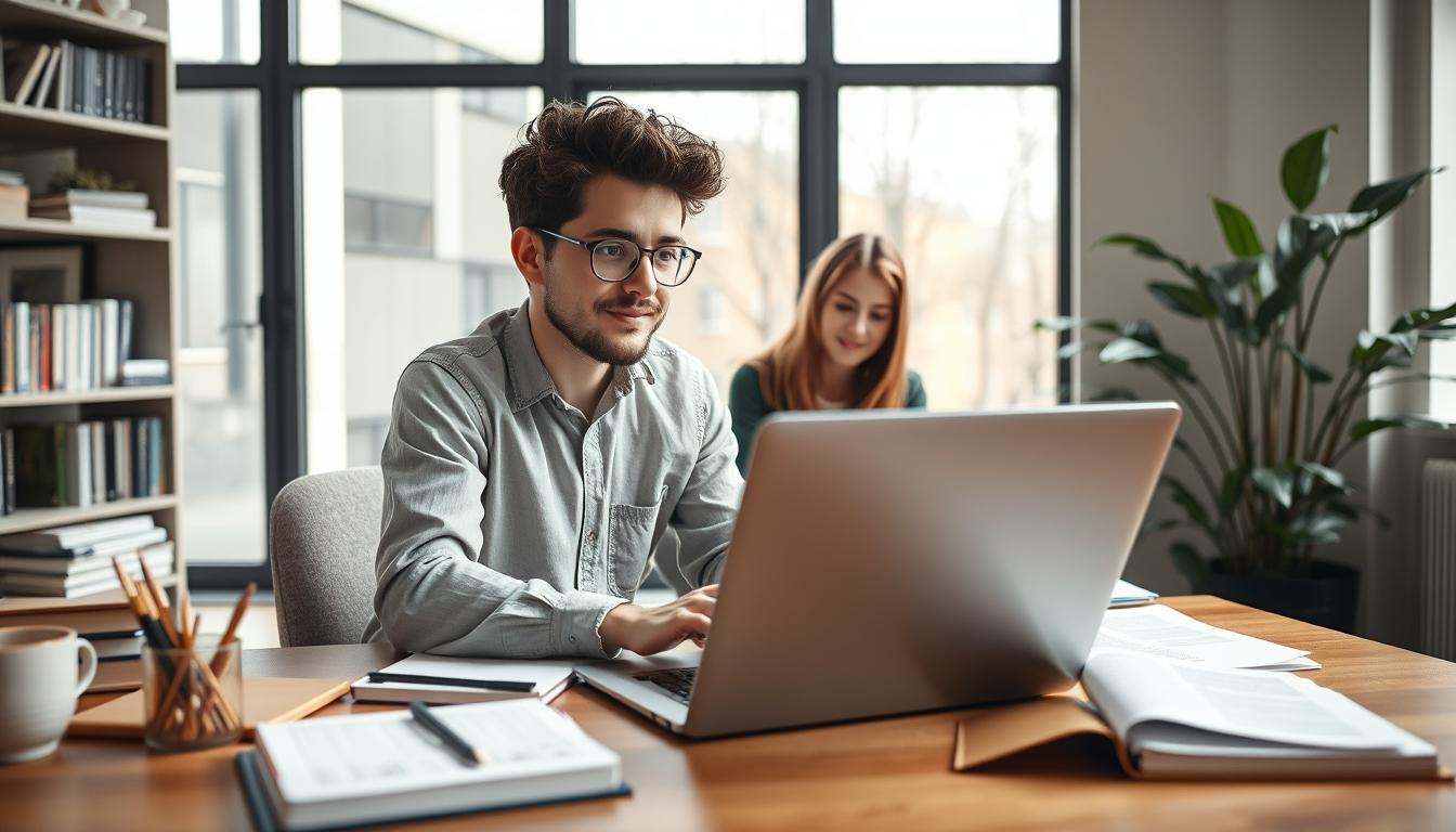 Student using online courses for flexible education